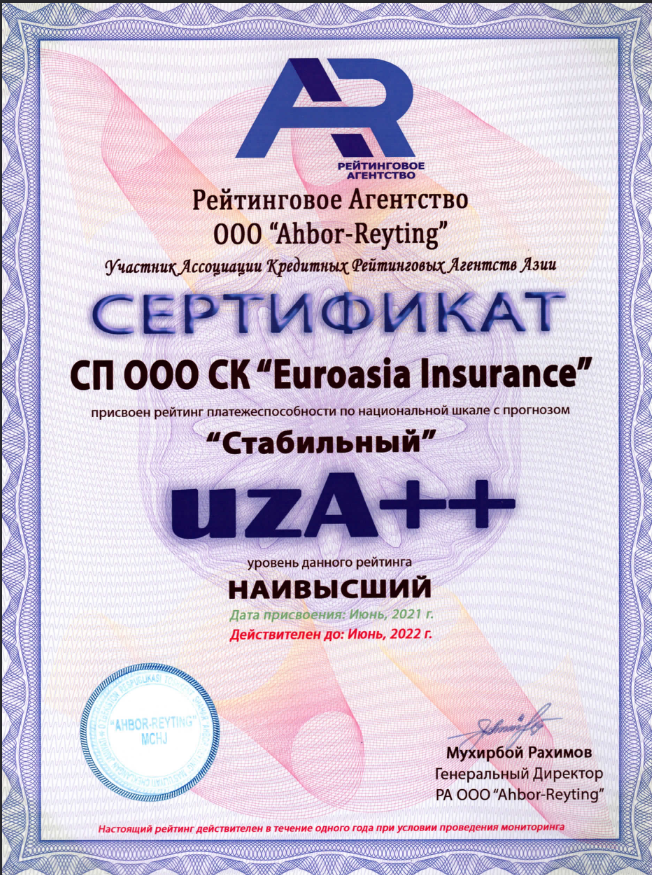 Certificate OOO Ahbor-reyting <br>(2021-2022)